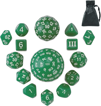 15 Pieces Complete Polyhedral DND Dice Set D3-D100 Spherical D&D Dice Set with Dragon Eye Dice Bag, D100 Dice for RPG Table Games(Black w/Purple Numbers)