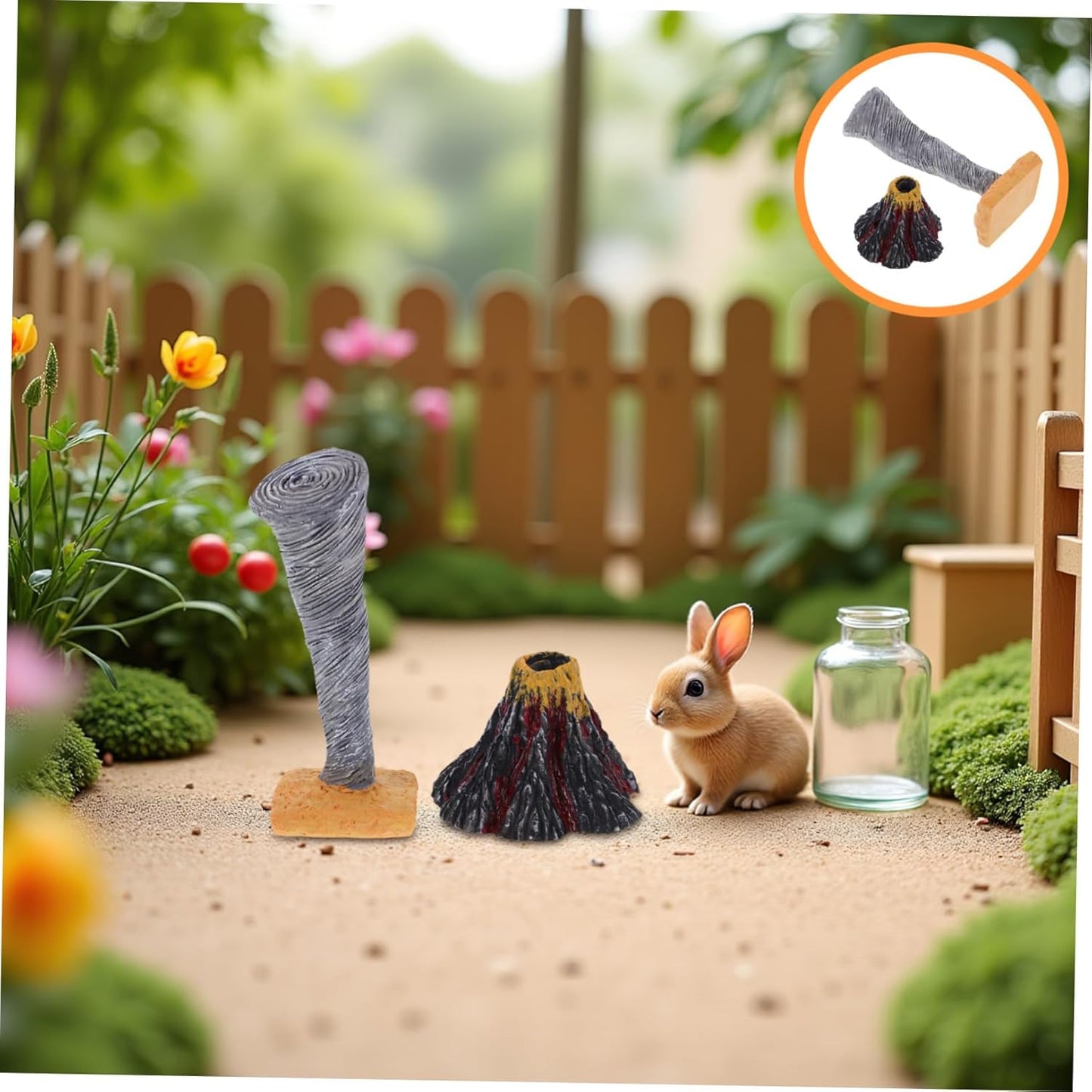 KOMBIUDA 2Pcs Volcano Tornado Science Sand Table Decoration Realistic Natural Disaster Models Stem Educational for Classroom Home Exploration