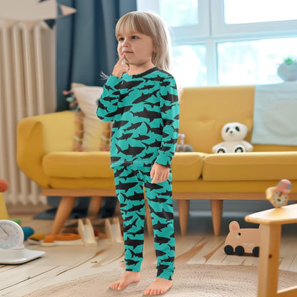 ALAZA Shark Starfish Palm Tree 2 Piece Pajama Set Long Sleeve Top and Pants Sleepwear Unisex - Colors A