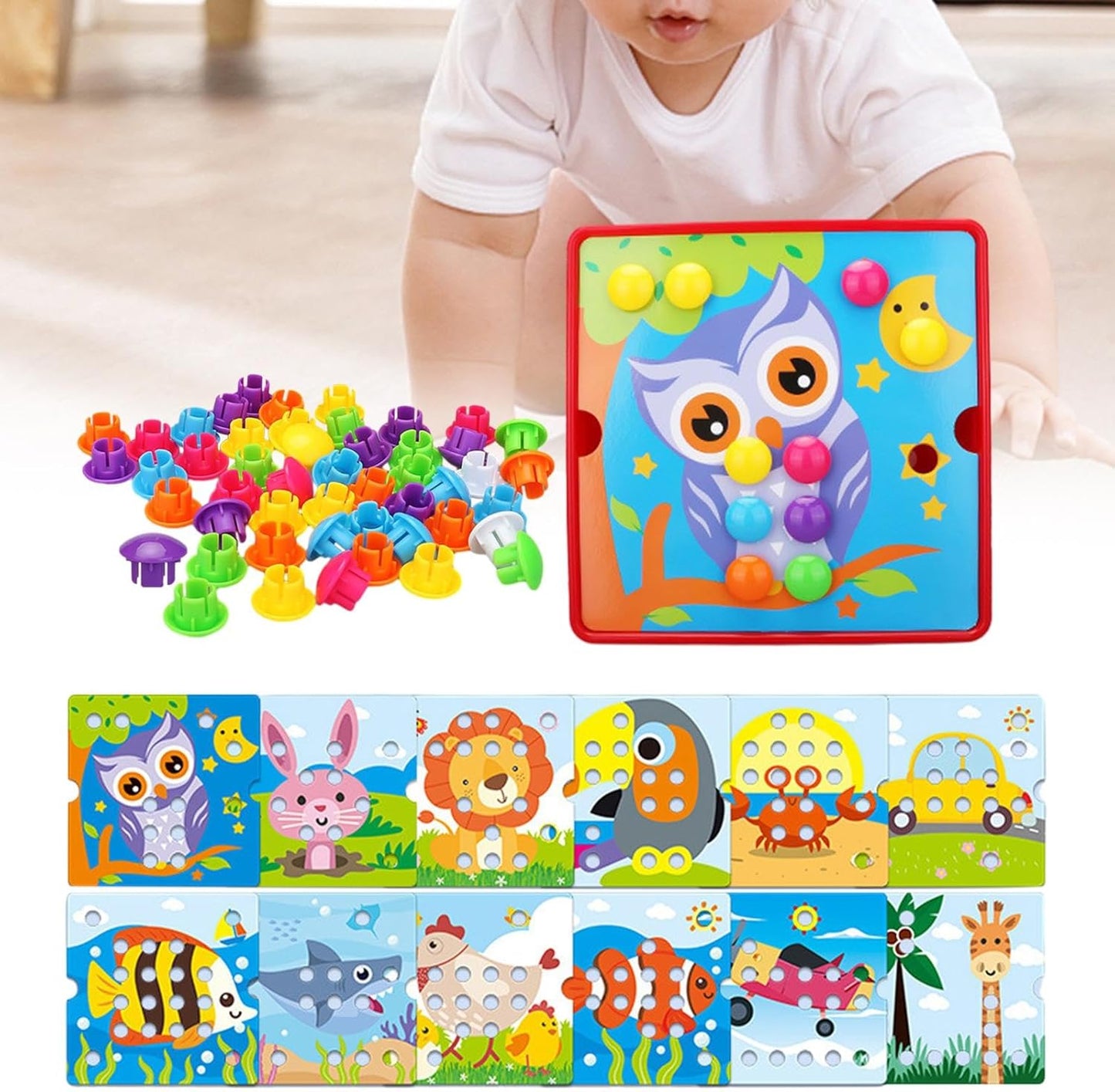 Creative Pegboard Game Set for Toddlers and Preschoolers, Style E