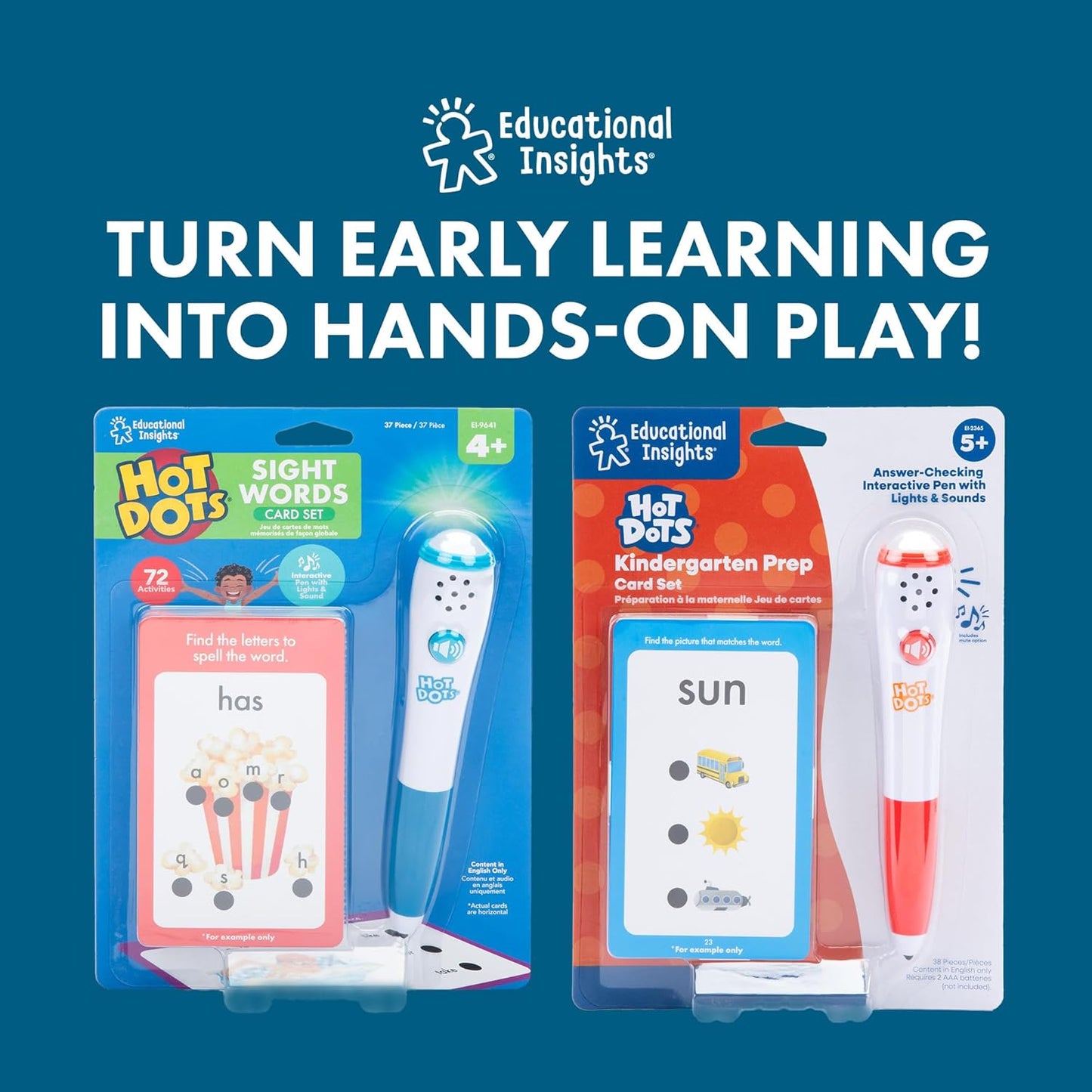 Educational Insights Hot Dots Preschool Prep Set – Toddler ABC Flash Cards with Interactive Pen, Preschool Learning Activities, Reading & Math Workbooks, Learn to Read for Kids ages 4+