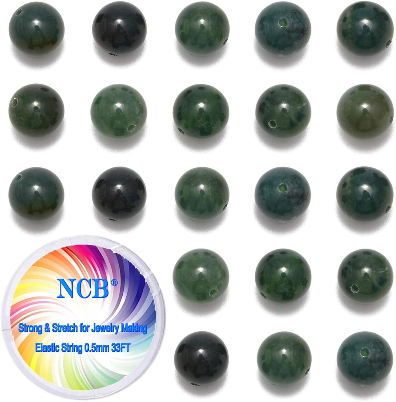 NCB 100pcs Original Natural Stone Beads Gemstone Round Loose Beads 6mm 8mm 10mm (Blue Aventurine, 6mm 100Beads) - Colors B