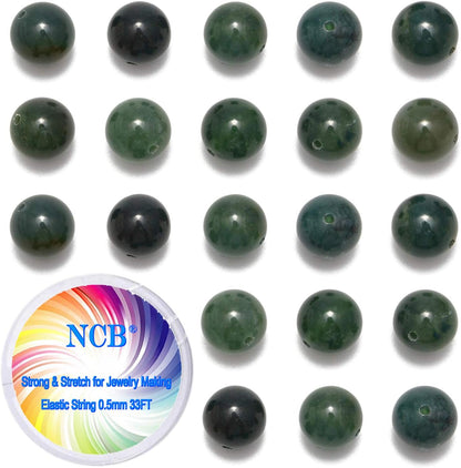 NCB 100pcs Original Natural Stone Beads Gemstone Round Loose Beads 6mm 8mm 10mm (Blue Aventurine, 6mm 100Beads) - Colors B