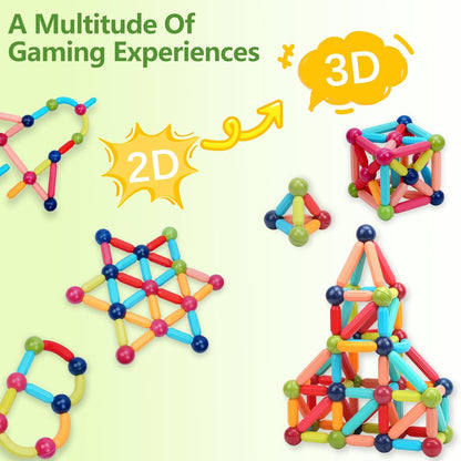 COUOMOXA Magnetic Toy Montessori for Kids: 3 4 5 6 7 8 9 10 11 12 Years Old Kids Building Sticks - Magnetic Creative Toy Age 3-12 Playroom Family - Christmas Birthday Gift for Boys Girls