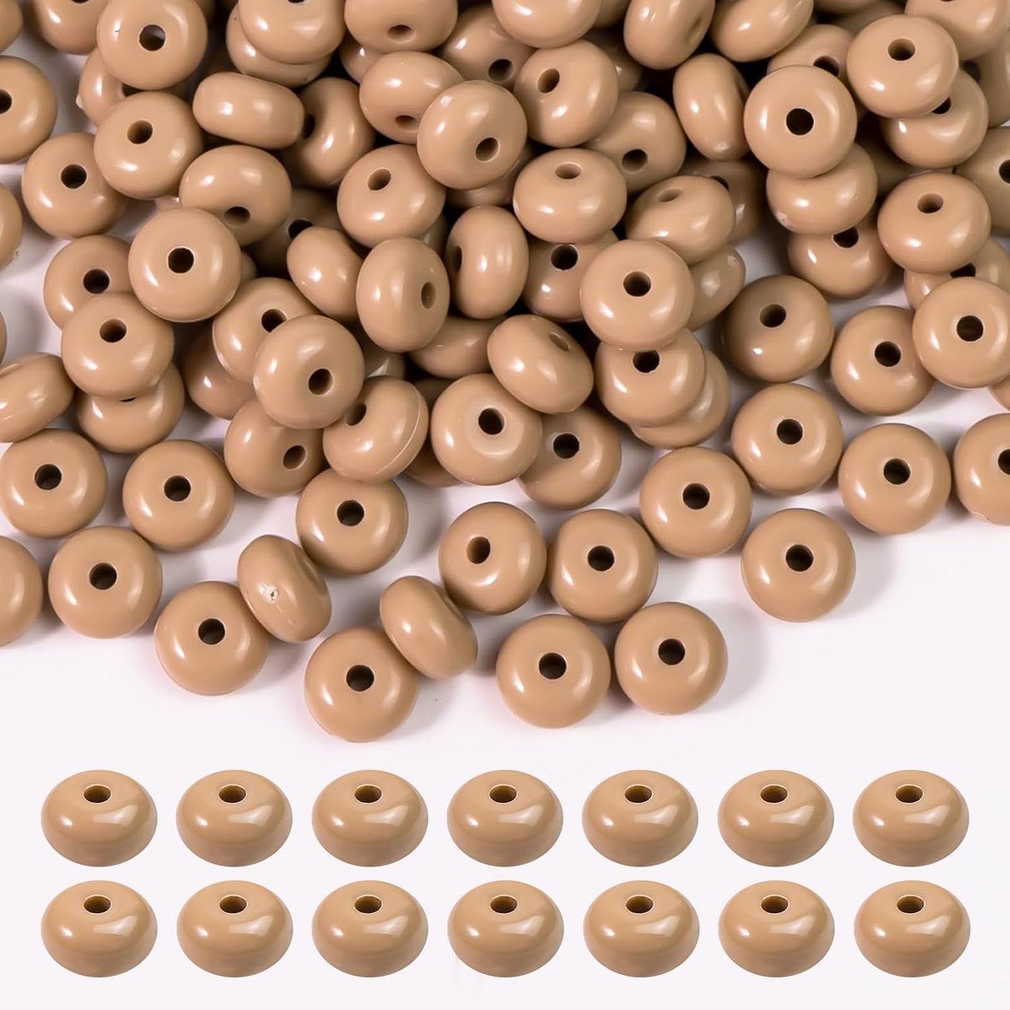 500PCS 8mm Acrylic Lentil Beads, White Abacus Beads Loose Beads for Crafts, Acrylic Spacer Beads for Jewelry Bracelet Necklace Making, Beads for Pens Charms Crafts, Small