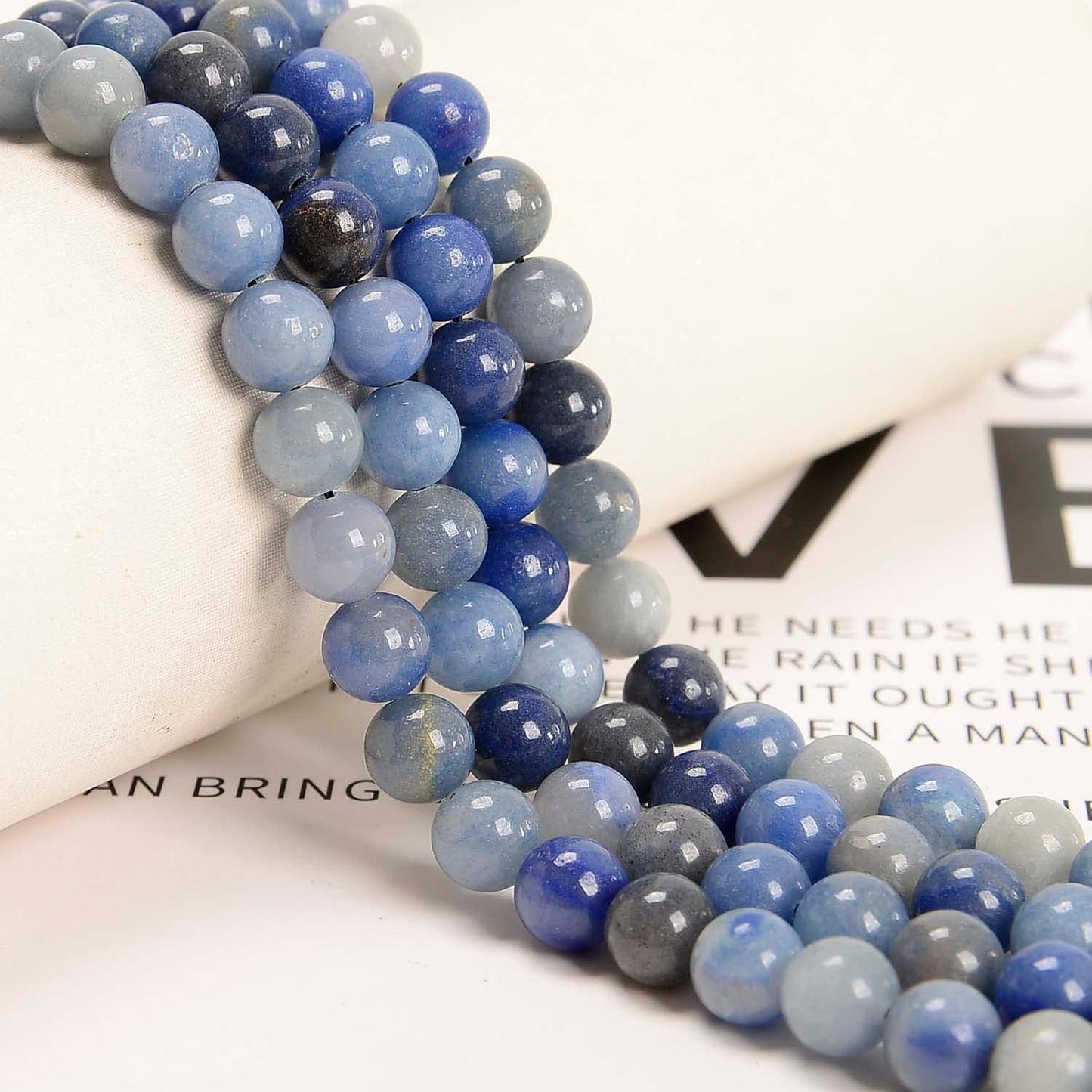 NCB 100pcs Original Natural Stone Beads Gemstone Round Loose Beads 6mm 8mm 10mm (Blue Aventurine, 6mm 100Beads) - Colors A