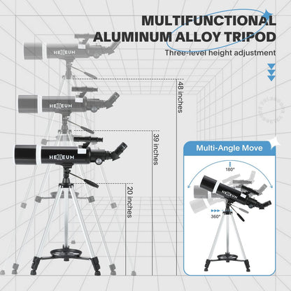 Koolpte Telescope 80mm Aperture 600mm - Astronomical Portable Refracting Telescope Fully Multi-Coated High Transmission Coatings AZ Mount with Tripod Phone Adapter, Wireless Control, Carrying Bag.