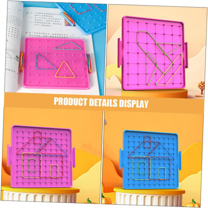 2pcs Double-Sided Geoboard for Boys and Girls Plastic Student Pegboard Educational Math Manipulative Bands for Classroom Activities and Home Learning