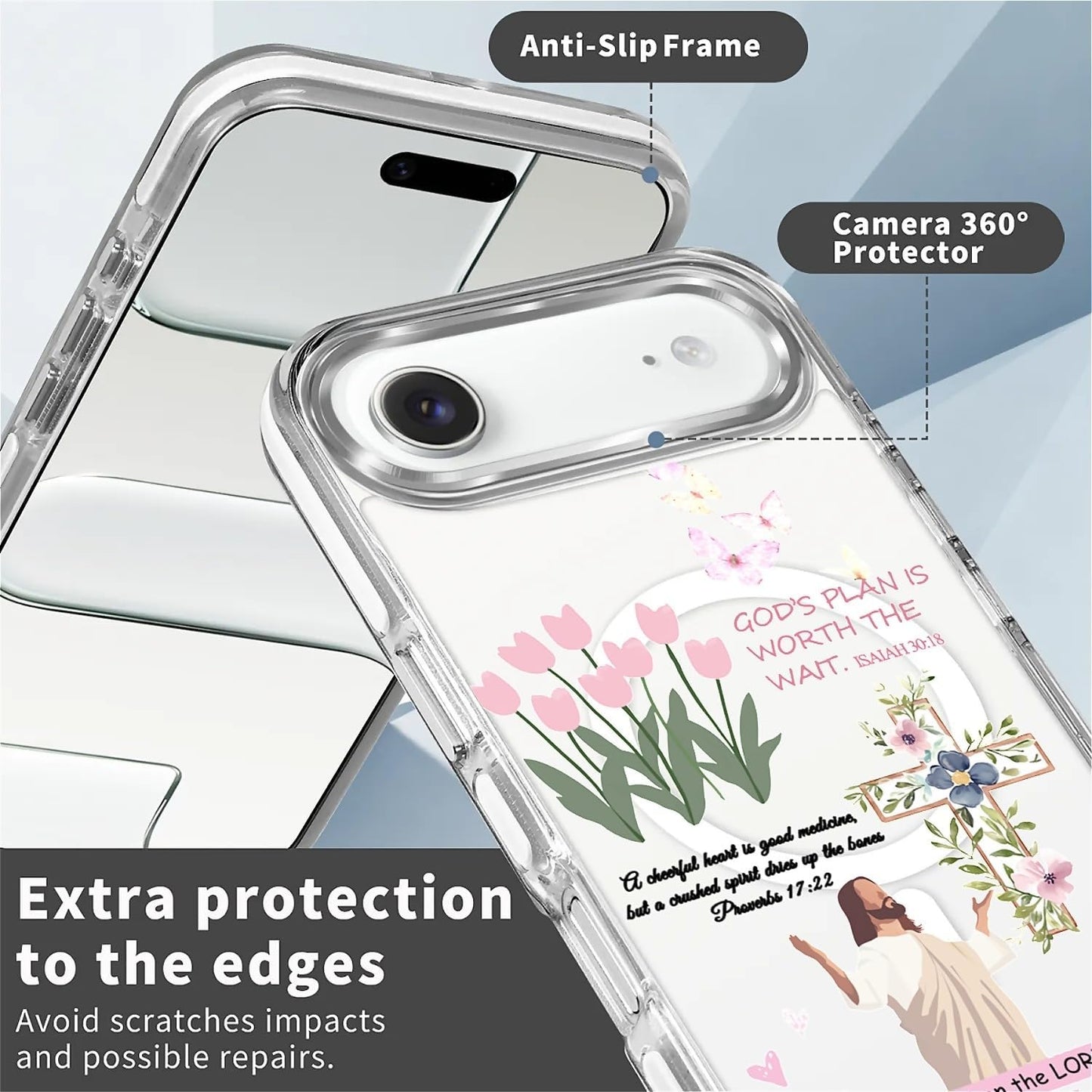 for iPhone 17 Pro Max Case [Compatible with Magsafe],Girls Women Clear Magnetic Case Silicone Shockproof Protective Cover with Pattern Colorful Motivational Letters