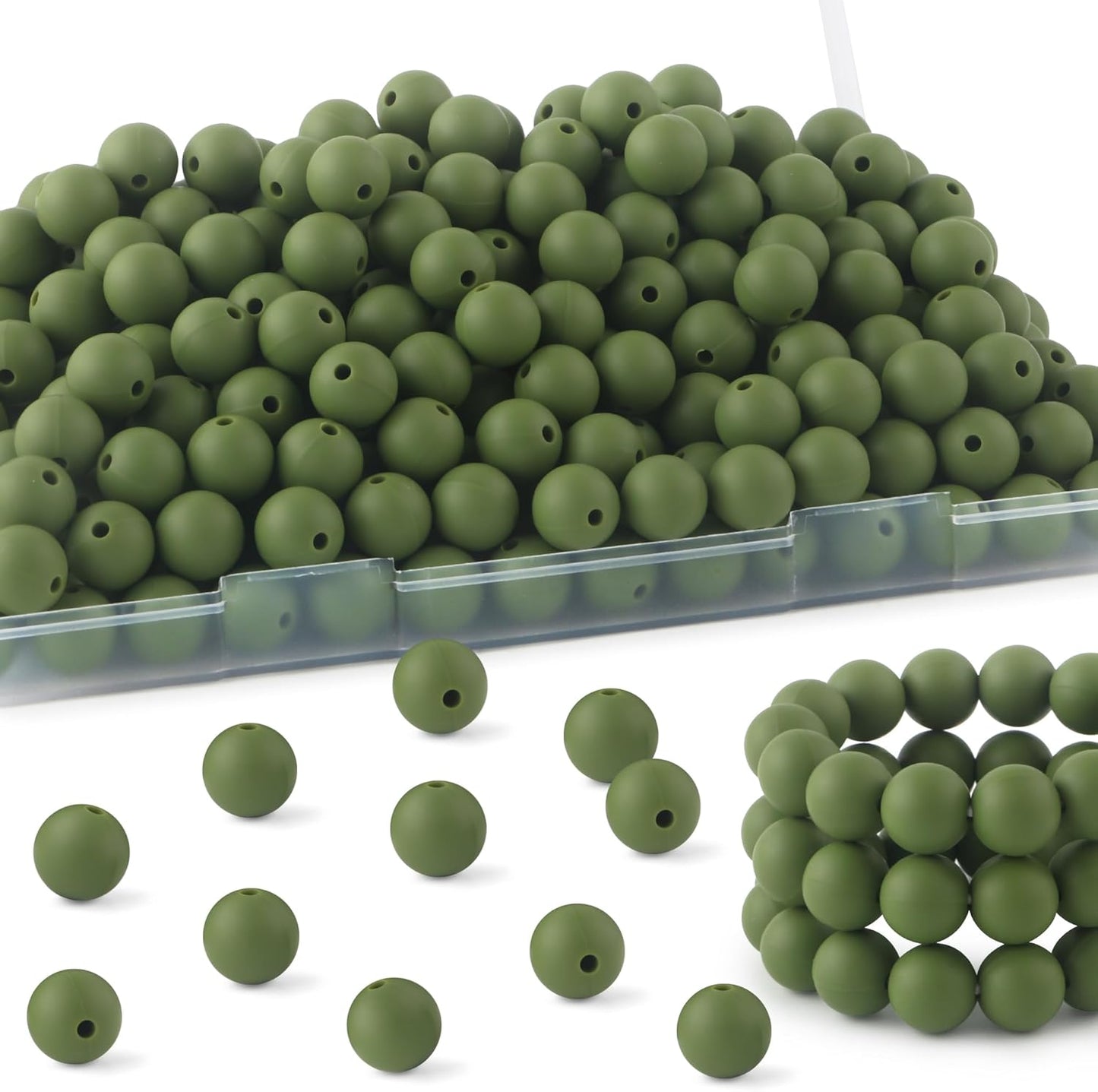 65Pcs 19mm Silicone Beads for Keychain Making Bracelet Necklace, Bulk Round Silicone Beads for Pens（Christmas Green） - Colors B