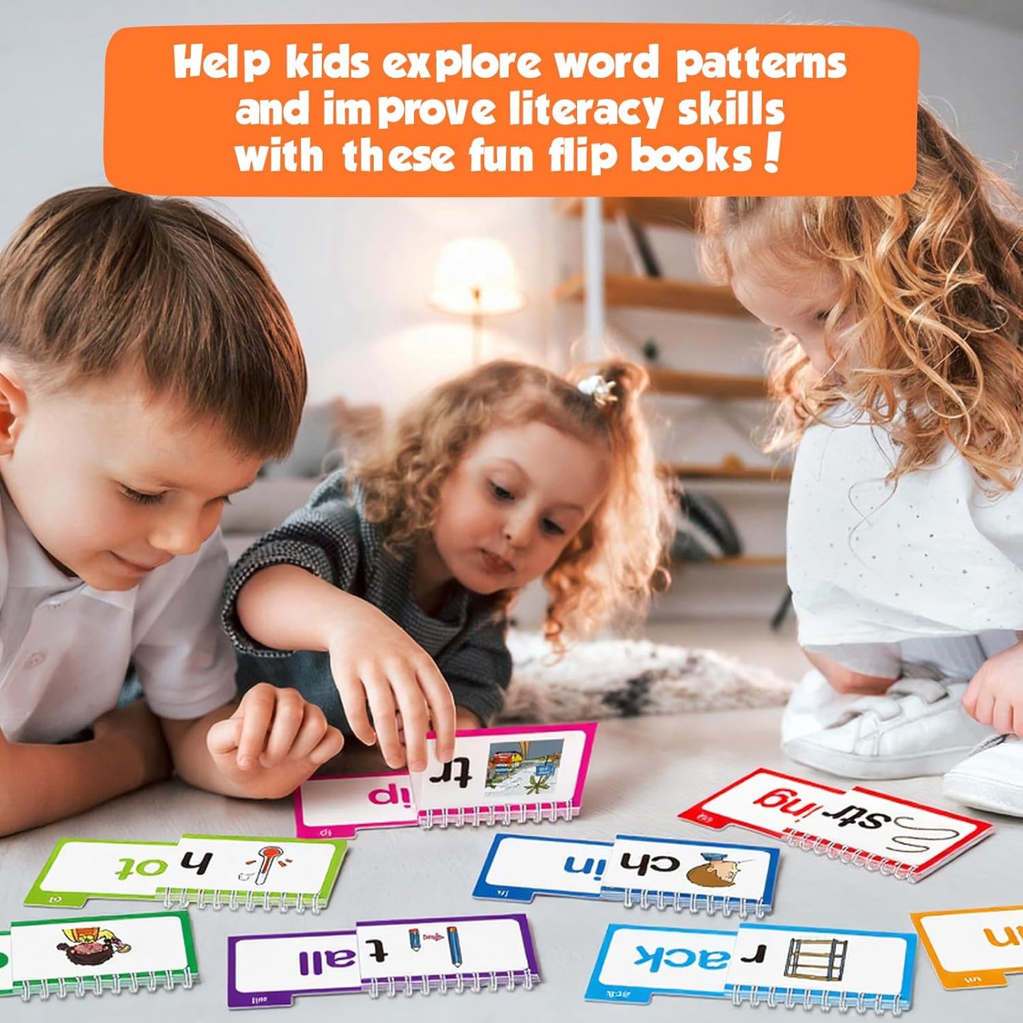 Phonics Flash Cards Word Family Build Book,Learn to Read 30 Read and Rhyme Flip Books,Sight Words Flash Cards Kindergarten Phonics Flip Books for Kids Classroom Homeschool Preschool Learning Activity