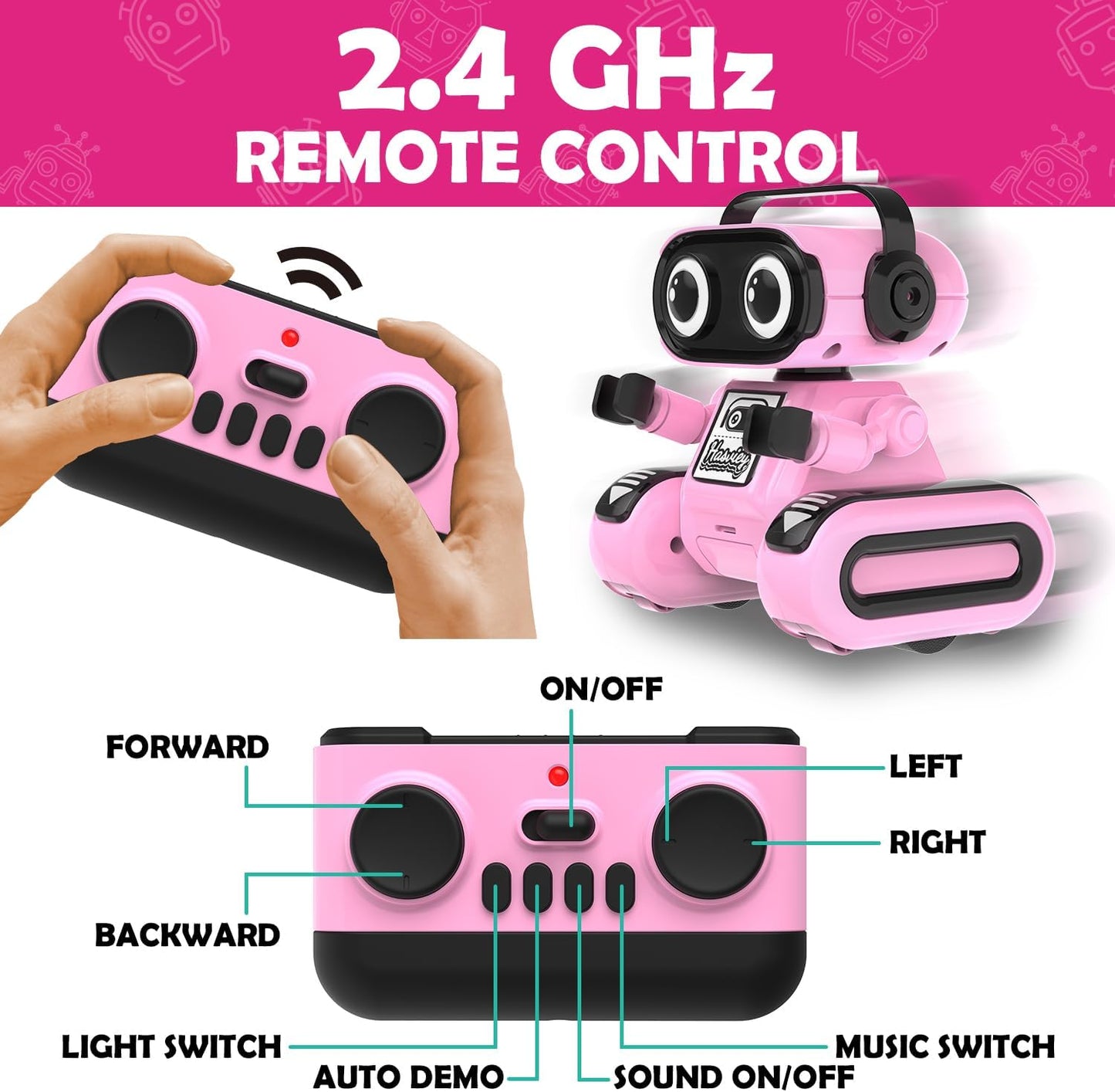Robot Toys for Boys, Rechargeable Remote-Controlled Robot for Kids 6-8, RC Robots with Auto-Demo, Record, Repeat, Dance Moves, Music, Flexible Head & Arms, Gift Ideas for Birthday Xmas - Blue