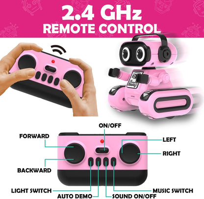 Robot Toys for Boys, Rechargeable Remote-Controlled Robot for Kids 6-8, RC Robots with Auto-Demo, Record, Repeat, Dance Moves, Music, Flexible Head & Arms, Gift Ideas for Birthday Xmas - Blue