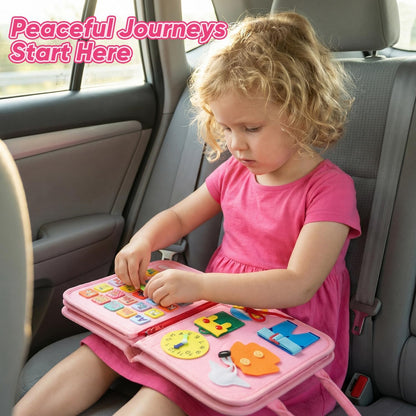 Mermaid Busy Board Book Toys for Girls, Sensory Educational Activities Busy Book for Learning Fine Motor Skills for Toddlers, Travel Activities Toy for Airplane and Car Travel