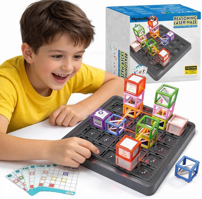 New Laser Maze Reasoning Game, Ultimate STEM Logic Toys for Ages 8+ Kid, 60+ Challenges Puzzle Games, Ideal Educational Children Gift for Christmas/Birthday/Children's Day, 37 Pcs Cubes