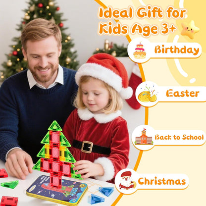 Magnetic Tiles Magnetic Blocks Building Toy: Portable Mini Magnetic Tiles Travel Set 48 Pieces Montessori Toys Birthday Gift for Kids Girls and Boys Ages 3-12 Years Old Preschool Classroom Must Haves