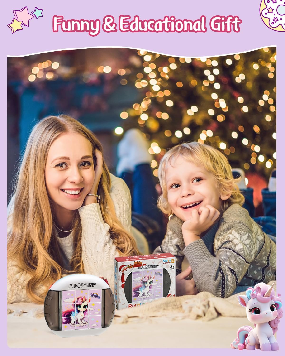 Rotating Puzzle for Kids 3 4 5 6 7 8 Year Old, 4 Puzzles in 1, Toddlers Travel, Car, Airplane, Road Trip Activities, Fine Motor Skills, Fidget, Gift for Boys & Girls Ages 3+ (Dinosaur)