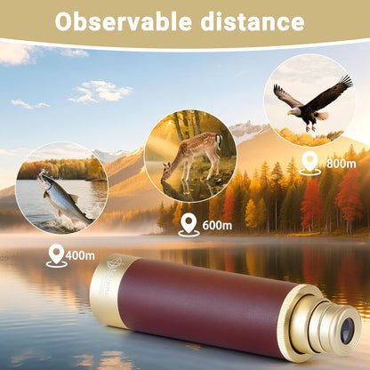 Retro Pirate Telescope Zoomable with Treasure Map 25x30 Spyglass Portable Collapsible Handheld Telescope Vintage Monocular for Kids & Survival Gear