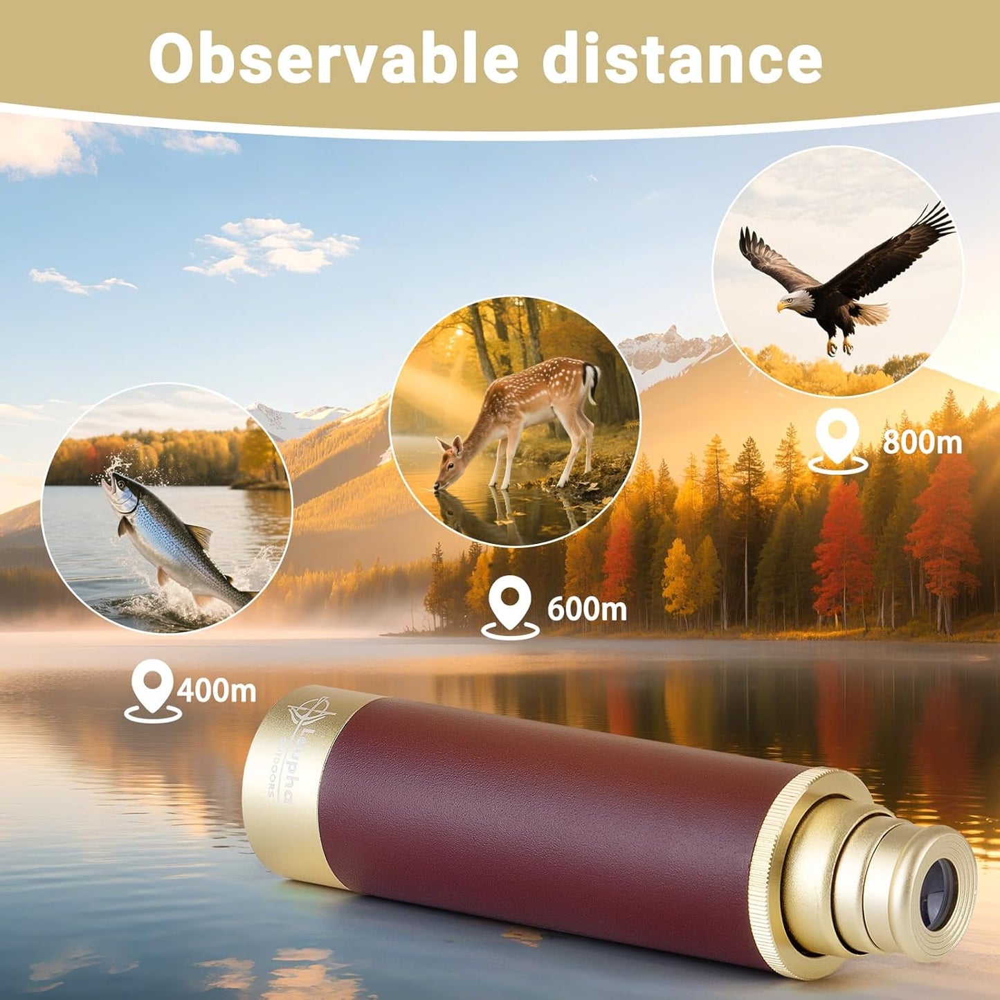Retro Pirate Telescope Zoomable with Treasure Map 25x30 Spyglass Portable Collapsible Handheld Telescope Vintage Monocular for Kids & Survival Gear
