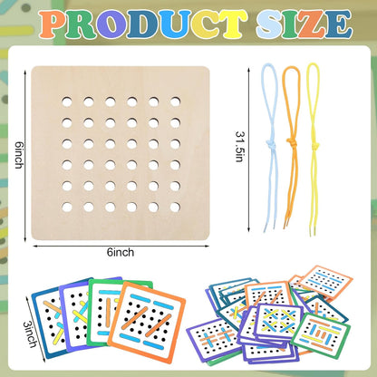 48pcs Dementia Activities for Seniors Threads Lacing Board Alzheimer's Memory Games and Jigsaw Puzzle Set for Caregivers Enhances Memory, Coordination, Focus