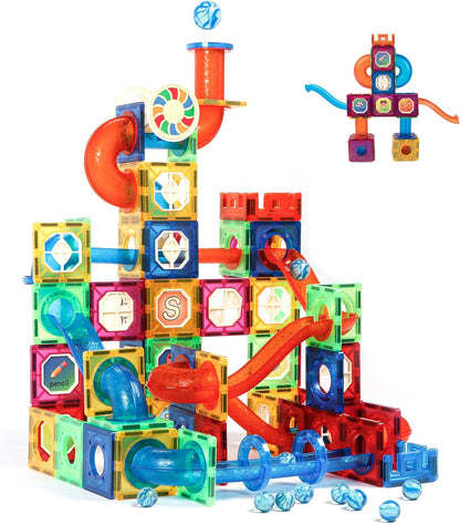MAGBLOCK 85Pcs Marble Run Magnetic Tiles Toy Building Blocks STEM Educational Child Brain Development Kit Magnet Construction Toys for Boys Girls Kids Age 5 6 7+ Years Old