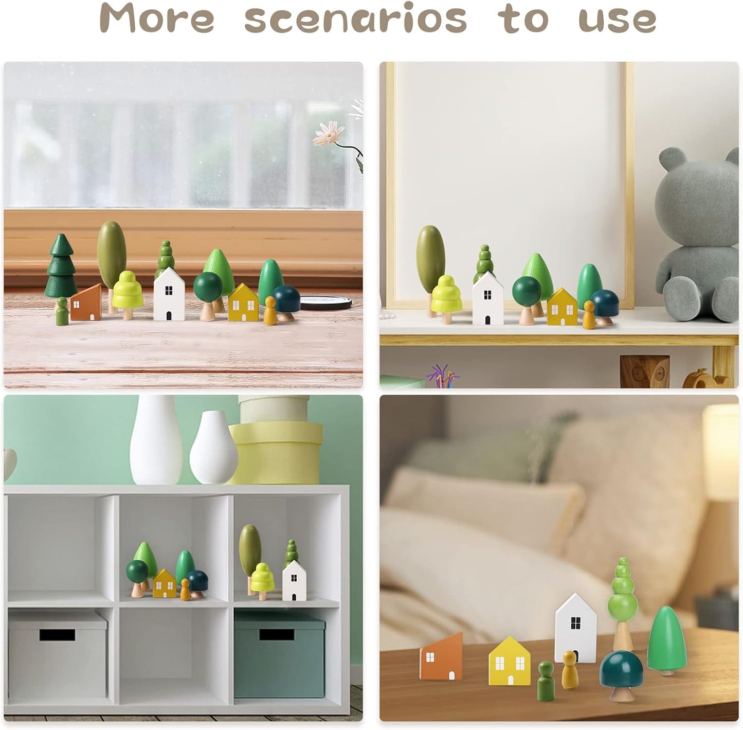Promise Babe Wooden Baby Toys Balance Counting Toys Math Games Unfinished Wooden Peg Dolls Preschool Learning Educational Montessori Toys for Kids Toddlers