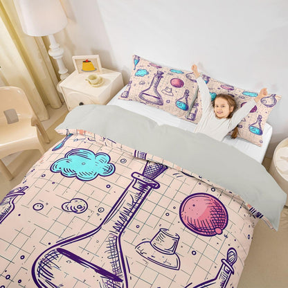 Erosebridal Chemistry Lab Bedding Set Twin Size Chemical Equation Duvet Cover for Boys Girls Chemical Elements Science Theme Comforter Cover Teens Kids Science Students Bedding School Dorm Room Decor