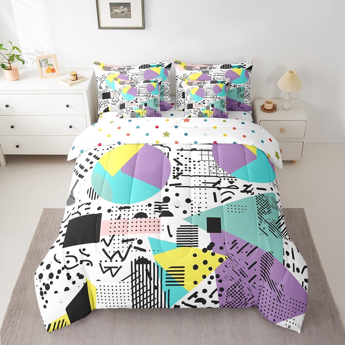 Erosebridal Chemical Equation Bed in a Bag Queen Comforter Set 7 Piece,Chemistry Bedding Sets Science Students Learning Gift Sheet Set with Comforter,Molecular Formula Education Bed Set - Colors A