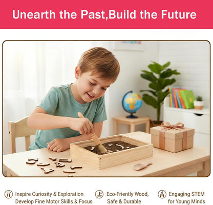 Dino Excavation Archaeology Dig Kit, Fossil Digging Kit for Kids, Dinosaur Skeletons Bones Puzzle Game with Wooden Storage Box, STEM Toys for Boys and Girls (Stegosaurus)