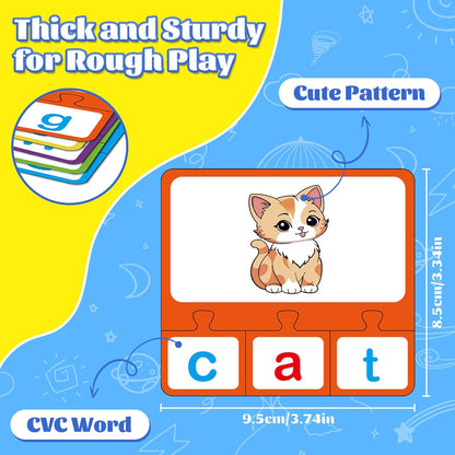 CVC Word Puzzles for Kids, 25 PCS Alphabet Letter Puzzle, CVC Words Building Games, Speech Therapy Materials for Toddler, Learning Spelling Game, Preschool Kindergarten Classroom Must Haves