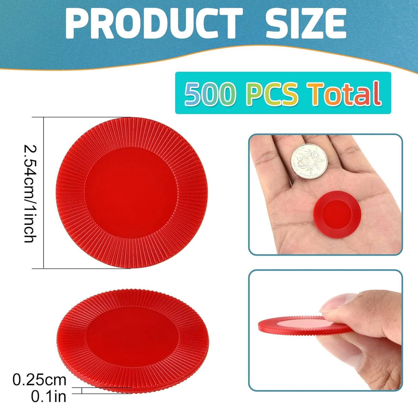 Coopay 500 Pieces Plastic Poker Chips, 1 Inch Bingo Chips Bulk Learning Counters Disks Poker Card Game, Counting Markers for Math Practice, Game Tokens and Teaching Rewards, 25 mm (Green)