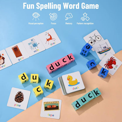 DragonflyDreams Wooden Blocks Spelling Game, Wooden Alphabet Puzzles Blocks, Matching Letter Game Kids Toys Alphabet Spelling Montessori Learning Toy Early, Learning Toys for Kids Ages