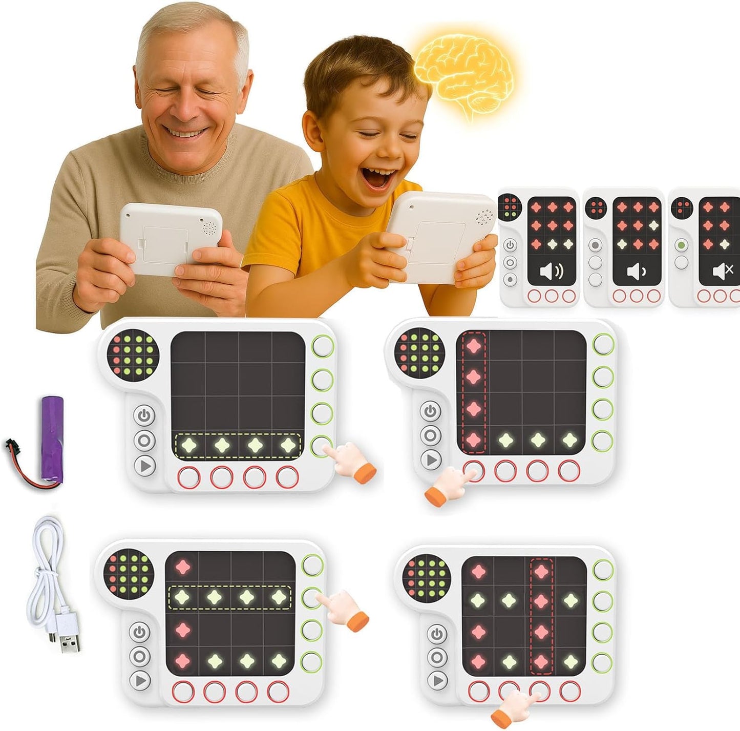 Logic Brain Teasers Game,Original 300 Challenges-Handheld Electronic Games for Kids,Adult,Teen&Seniors , Portable Educational Toys and Travel Games for Boys & Girl,Gift for Age 6+(Non-Rechargeable)