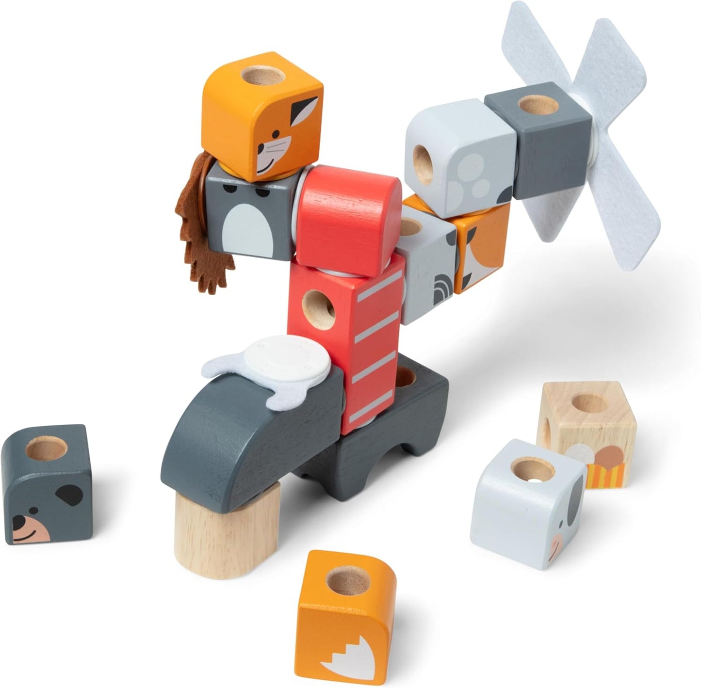 Melissa & Doug Blockables™ Farm and Woodland 2-Pack Bundle Connectable Wooden Building Blocks Preschool Play Set Toy