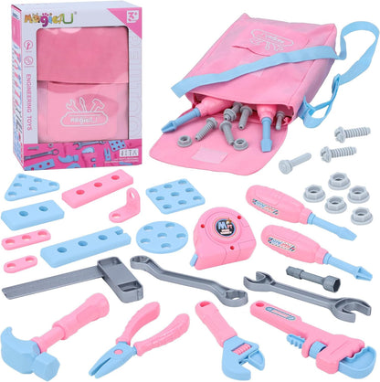 Kids Tool Set, 48PCS Toddler Tool Set with Electronic Toy Drill & Kids Tape Measure,Pretend Play Construction Toys Costume with Kids Tool Belt & Gloves,Toy Tools Box for Girl Boy Ages 3-8