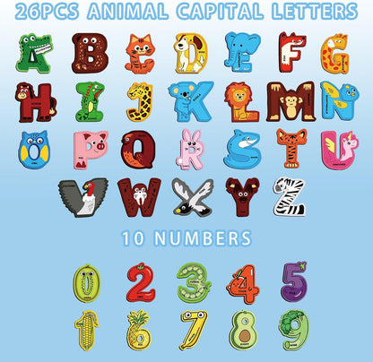 Magnetic Letters and Numbers Animal Cute Fridge Magnets ABC Alphabet Magnets for Toddlers 1-3 Refrigerator Magnets for Kids Preschool Spelling and Learning