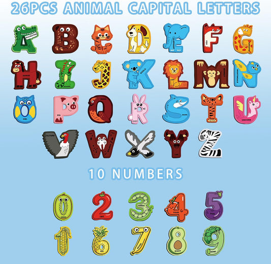 Magnetic Letters and Numbers Animal Cute Fridge Magnets ABC Alphabet Magnets for Toddlers 1-3 Refrigerator Magnets for Kids Preschool Spelling and Learning
