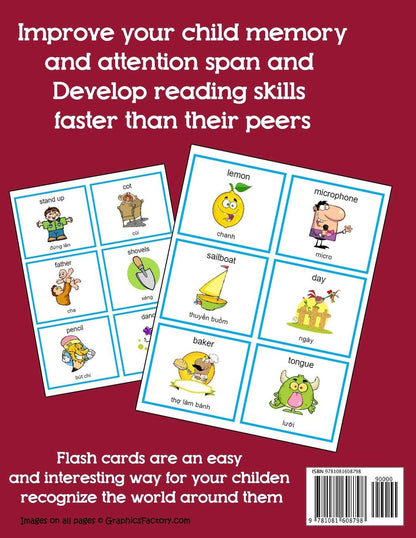 English Vietnamese 500 Flashcards with Pictures for Babies: Learning homeschool frequency words flash cards for child toddlers preschool kindergarten and kids (Learning flash cards for toddlers)