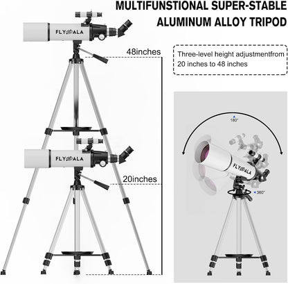 (30X-750X) Telescope for Adults high Powered,80mm Aperture 600mm Focal Length Astronomy Telescope for Kids and Beginners,Astronomical Refractor telescopes for Kids Over 8 Year Old 8-12