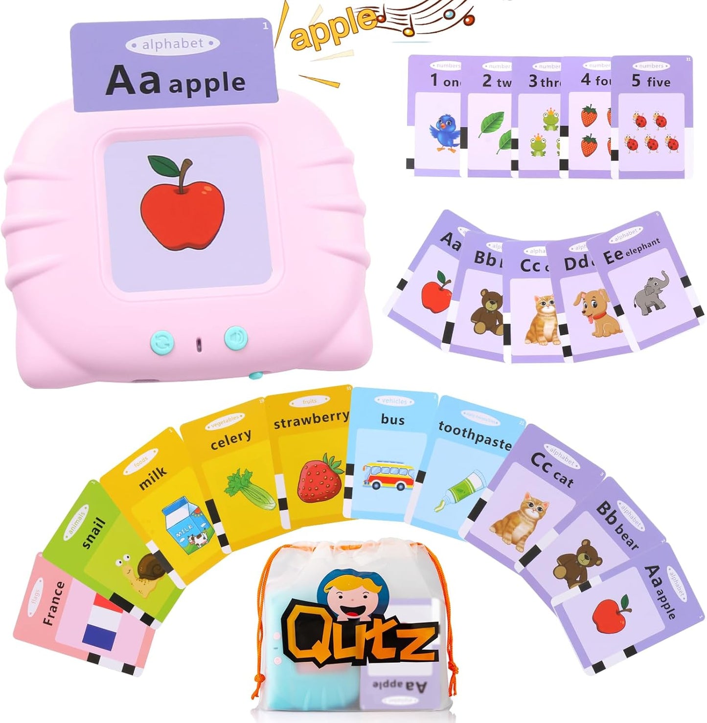 QuTZ ABC Talking Flash Cards for Toddlers 2-4, Autism Toys, Speech Therapy Toys, Educational ABC Learning Talking Sight Words Flash Cards Kindergarten for Boys and Girls, 248 Sight Words Blue