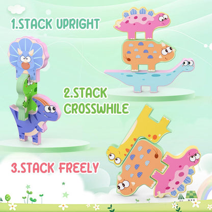Zeoddler Montessori Toys for Toddlers, 10 Pack Wooden Animal Stacking Blocks, Sorting & Stacking Preschool Learning Activities, Gift for Boys, Girls