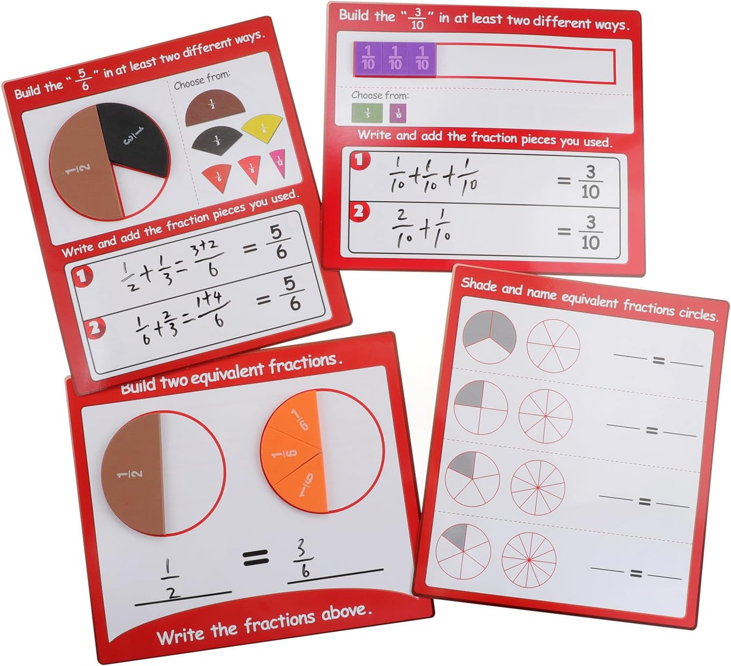 Magnetic Math Fraction Manipulatives, Magnet Fraction Circles Tiles Plus 14 Activity Card, Fractions Puzzle Learn & Compare, Tool Math Teachingroom Manipul Homeschool Elementary Supplies