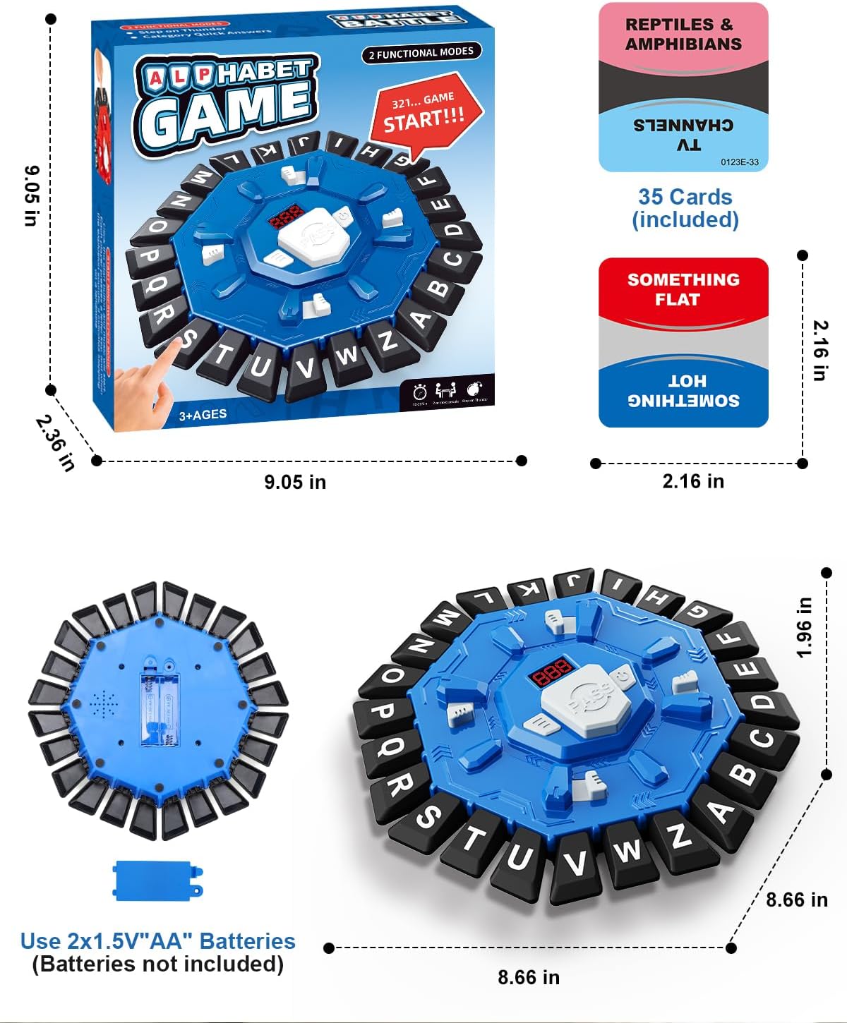 Word Game Family Board Games with Display Timer and 2 Modes, The Fast-Paced 24 Letters Pressing Games, Learning Word Game for Kids & Adults, 2-8 Players, 15-20 Minute Play Time