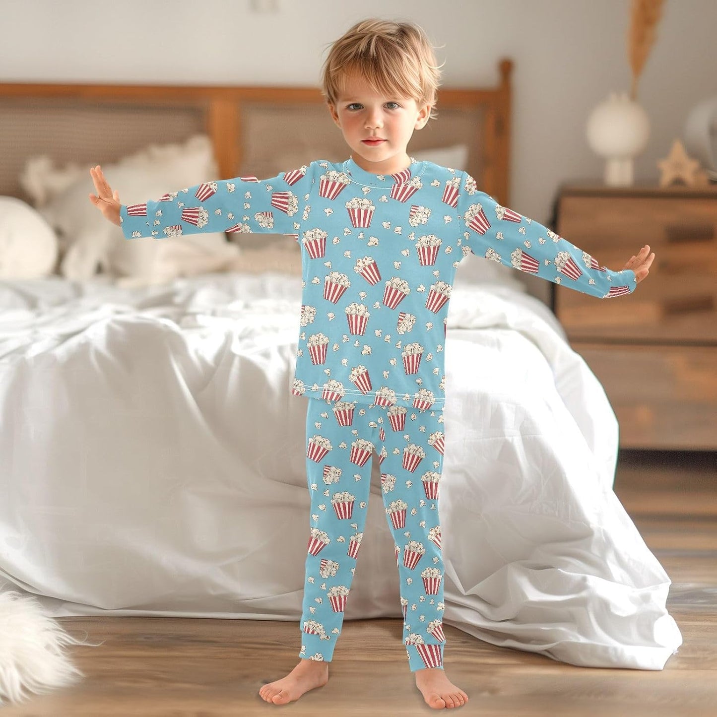 ALAZA Shark Starfish Palm Tree 2 Piece Pajama Set Long Sleeve Top and Pants Sleepwear Unisex - Colors B