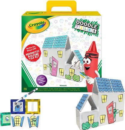 CreateOn Crayola Glitter Magnetic Tiles, Building Set for Kids, Magnetic Tiles, Kids’ Building Toys, STEM & Montessori Toys for Boys and Girls Ages 3+, 24-Piece Set (Glitter)