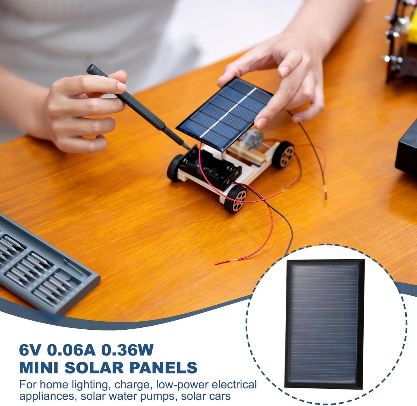 MECCANIXITY 8PCS 1.5V 0.09W 0.06A Mini Solar Panels for Solar Power, Small Solar Photovoltaic Cells Charge DIY Electric Toy Materials Solar System Kits, 1.18" x 1.18"