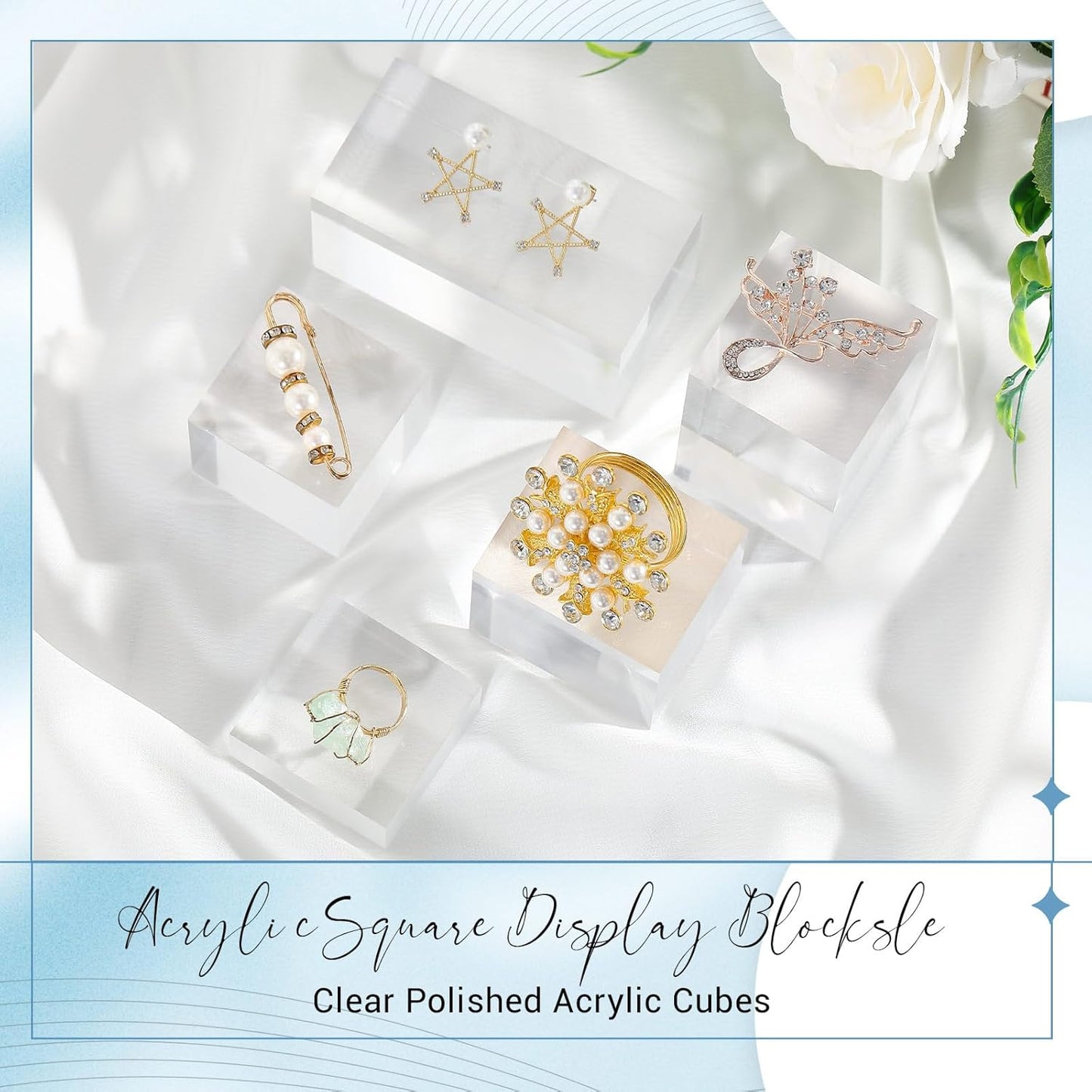 Marsui 10 Pcs Acrylic Cubes for Display Product Photography Props Transparent Acrylic Block Set for Boutique Jewelry Cosmetic Crafts Closet Show(Square, 10 Sizes)