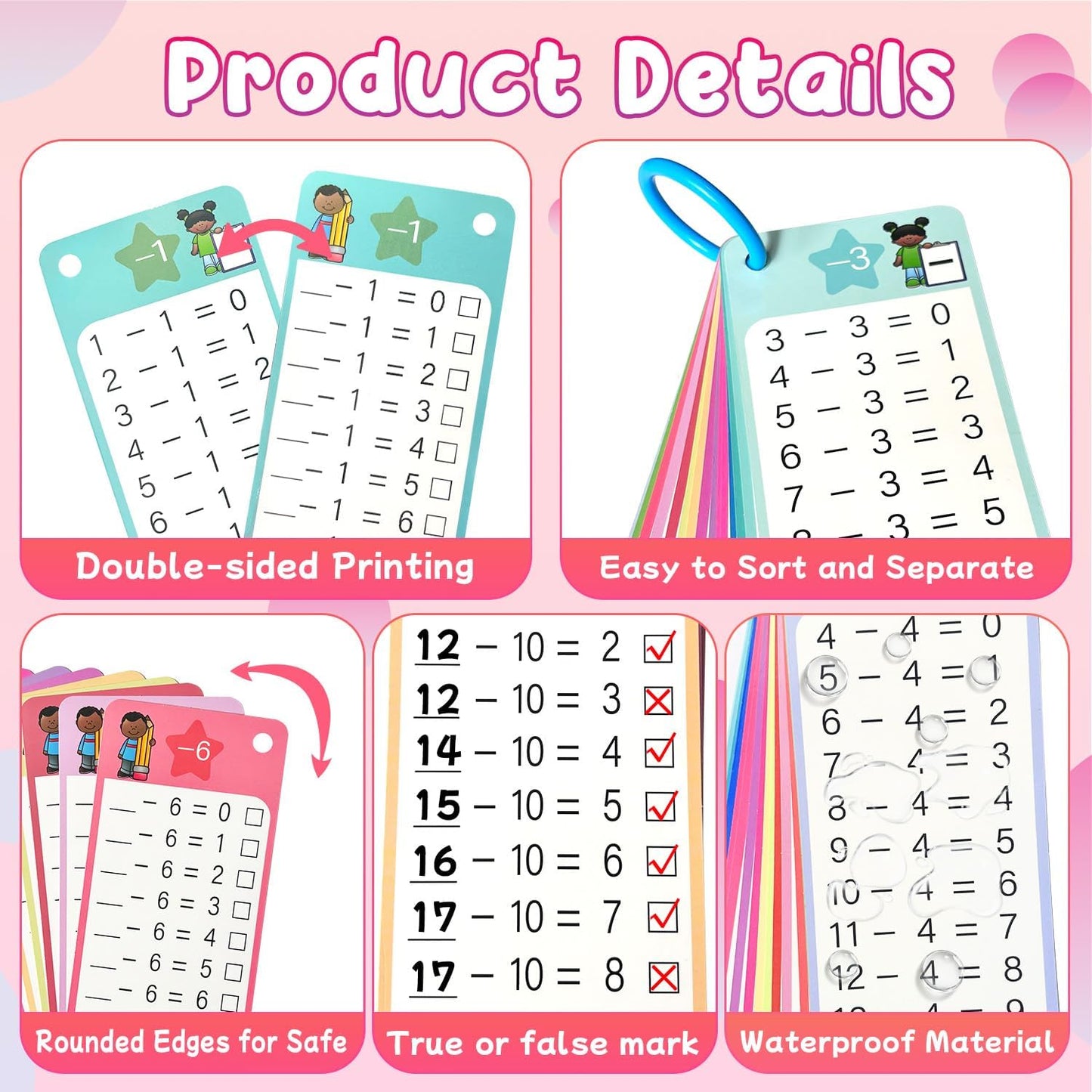 Multiplication Flash Cards 0-12, 15PCS Times Table Flash Cards Chart, with Dry Erase Markers Sorting Ring, 1st, 2nd, 3rd Grades Educational Math Multiplication Game for Kids Classroom Home