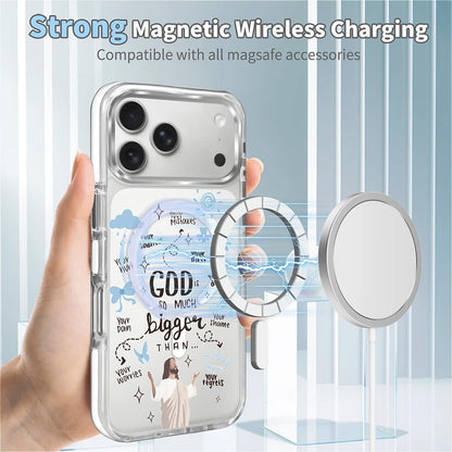 for iPhone 17 Pro Max Case [Compatible with Magsafe],Girls Women Clear Magnetic Case Silicone Shockproof Protective Cover with Pattern Colorful Motivational Letters