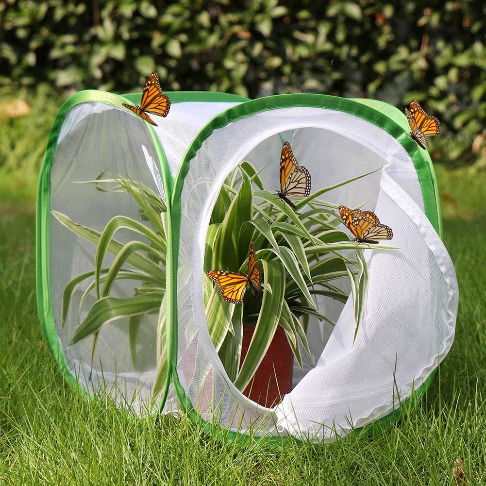 RESTCLOUD Professional Butterfly Habitat Insect Cage Caterpillar Enclosure Pop-up Polyester Bottom for Easier Clean